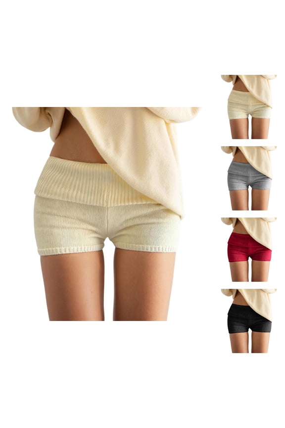 Micro Shorts for Women 2026 Summer Low Rise Knitted Elastic Waist Bodycon Booty Shorts