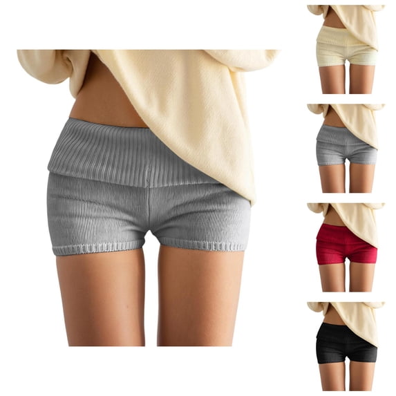 Micro Shorts for Women 2026 Summer Low Rise Knitted Elastic Waist Bodycon Booty Shorts