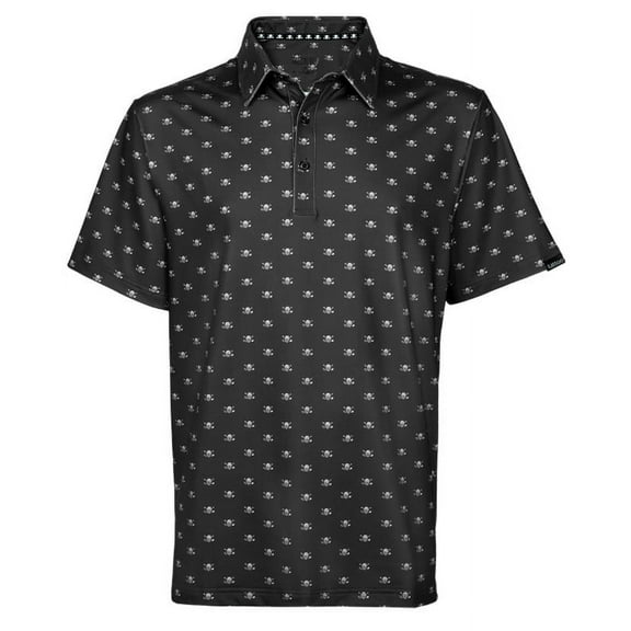 Micro Skull Cool-Stretch Men's Golf Shirt (Black)