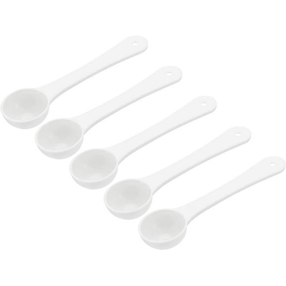 Micro Spoons 1 Gram Measuring Scoop Plastic Round Bottom Mini Spoon with Hanging Hole for Home Kitchen Powder Measurement Baking 50Pcs