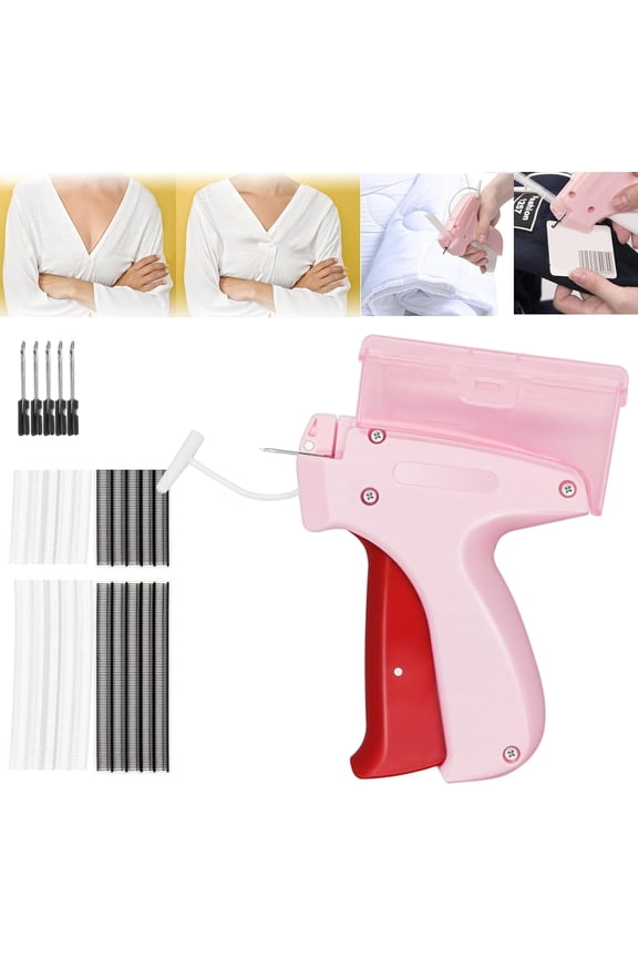 Micro Stitch Gun for Clothes,Quilt Hemming,Price Tag,Quick Clothing Fixer with Storage Box, Mini Stitch Sewing Gun with 6 Needles 600 White 600 Black 5mm Micro Fasteners(Light Pink)