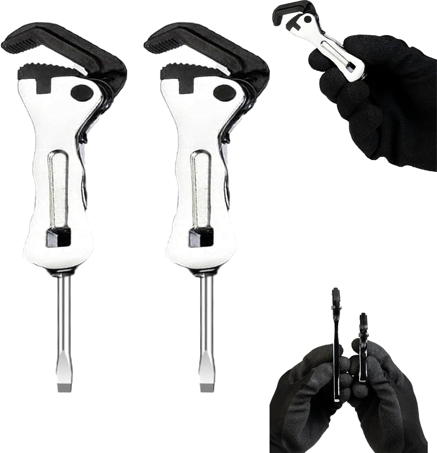 The Micro Stubby Self - Adjusting Ratchet Wrench - 3.75" Pocket Tool for Tight Spaces, 1/4" Bit & Drive Compatible, 8-19mm Capacity for Plumbing, HVAC & EDC (1)