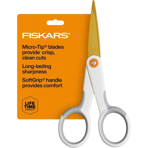 Micro-Tip Scissors, Precision Cutting Shears, Titanium Blades & SoftGrip Handle for Intricate Cuts, 5, White/Gray