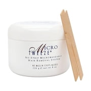 Micro Tweeze Hair Removal Wax Kit, No Strip Microwaveable Hair Wax for Face and Body with Wooden Spatulas, 8 fl oz Tub