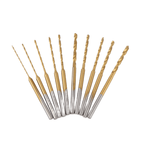 Micro-Twist Drill Bit Set - 10Pcs 0.6mm-2.2mm Tiny 2.35 Shank HSS Mini Engraving Bits Hole Drilling Tool
