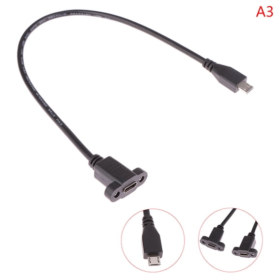 Micro Type USB USB 3.1 Male Connector To Type-c USB 3.1 Female Extension Cable 17mm With screws Panel Mount Hole 0.3m