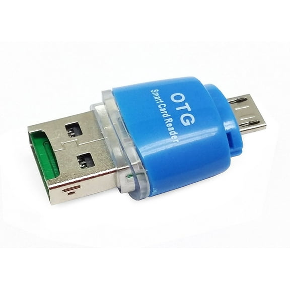 Micro USB 2-in-1 OTG Micro SD Memory Card Reader Adapter for Samsung Devices - Blue