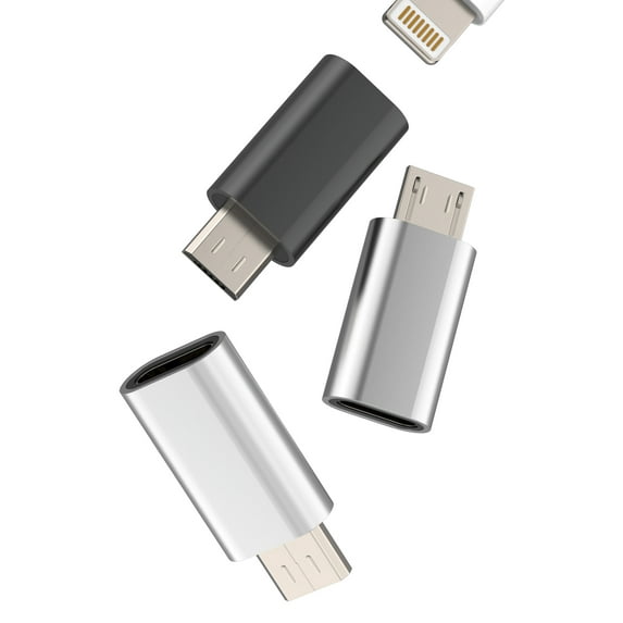 Micro USB male to Lightning Female Charger Adapter(3 Pack) Android Transfer Charging Sync Compatible for Samsung Galaxy S6 S7 edge+ Active note4 note5 A7 A11 for Apple for iPad for iPhone Cable