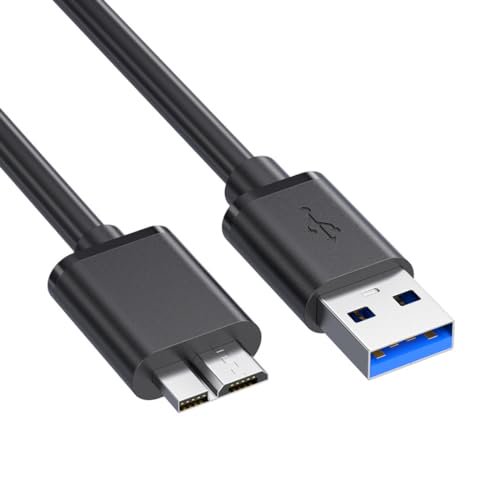 Micro USB 3.0 Cable, Type A Male to Micro B Cord 5ft Compatible for Samsung Galaxy S5, Note 3, Note Pro 12.2, WD Western Digital My Passport, Toshiba Canvio, Hard Drive Fast Charging & Sync