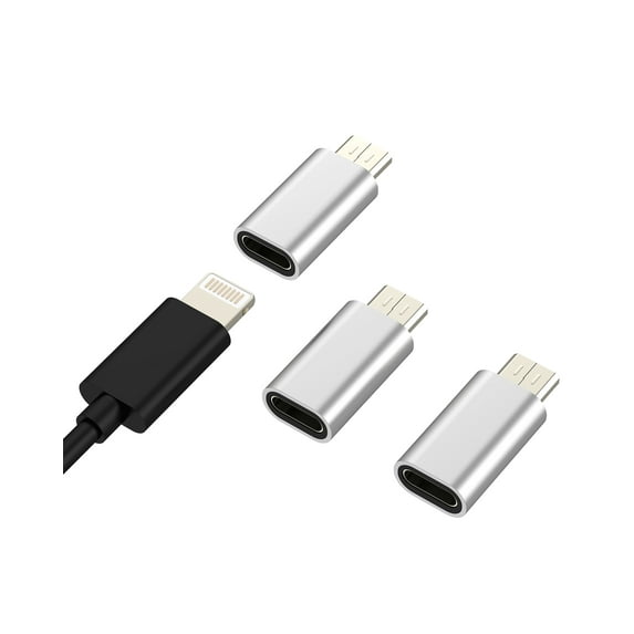 Micro USB male to Lightning Female Charger Adapter (3 Pack) Android Phone Connector for Apple for iPhone for iPad Cable Converter Compatible for Samsung Galaxy S6 S7 Edge+ Active Note 4 Note5 A7 A11