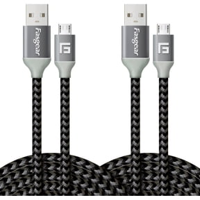 Micro USB Cable 10ft,Fasgear 2 Pack Fast Charging Android Charger USB 2.0 High Speed Data Transfer Nylon Braided Compatible for Galaxy S7, PS4, Speaker, Micro USB Devices,3m(2 PCS Black)