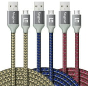Micro USB Cable 10ft,Fasgear 3 Pack Fast Charging Android Charger USB 2.0 High Speed Data Transfer Nylon Braided Compatible for Galaxy S7, PS4, Speaker, Micro USB Devices,3m(Blue,Gold,Rose)
