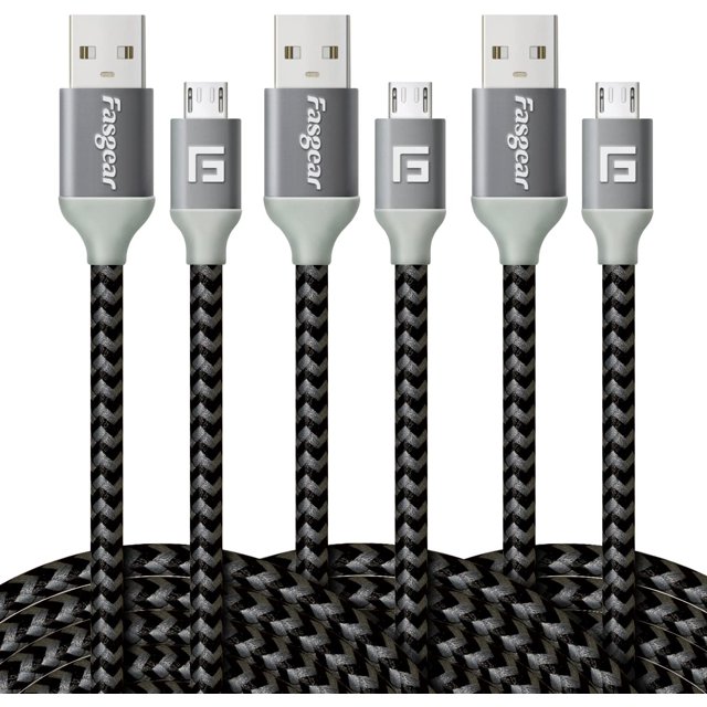Micro USB Cable 10ft,Fasgear 3 Pack Fast Charging Android Charger USB 2
