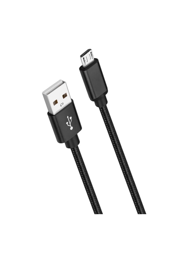 15FT Micro USB Cable, Nylon Braided Charging Cord, Compatible with TV Stick, PS4, Android, Black