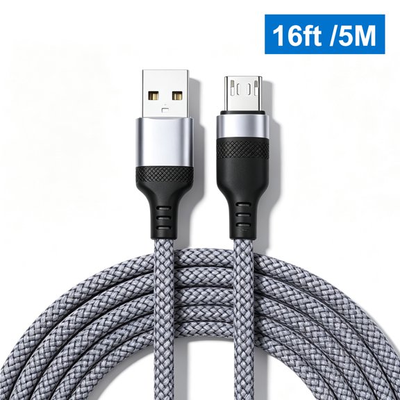 Micro USB Cable 16Feet, Micro USB Charging Sync Cables Android Charger Cord | Nylon Braided High Speed Cable Compatible Samsung Galaxy S7 Edge/S6/S5/S4,Note 5/4/3,LG,Tablet and More