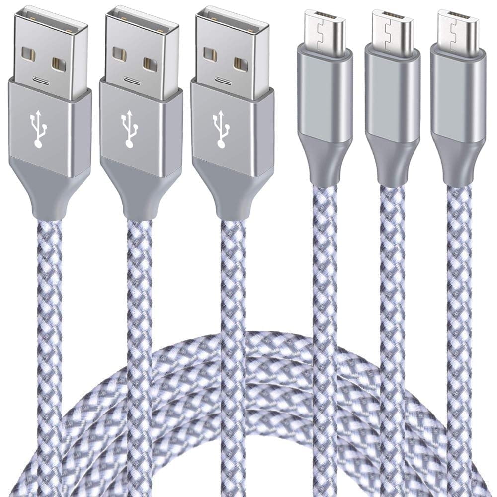 Micro USB Cable, 3Pack 10FT Android Charger Cable Long Nylon Braided ...