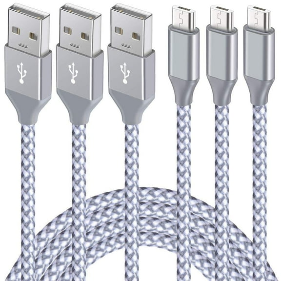Micro USB Cable, 3Pack 10FT Android Charger Cable Long Nylon Braided Sync and Fast Charging Cord Compatible with Samsung Galaxy S7 S6 Edge, Android Smartphones, Tablets and More