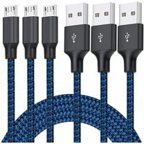 Micro USB Cable, 3Pack 6FT Android Charger Cord Long Nylon Braided Sync and Fast Charging Cables Compatible with Samsung Galaxy S6 S7 Edge, Android & Windows Smartphones and More- Blue