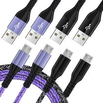 Micro USB Cable 6ft 4pack,USB A to Micro USB Cable Nylon Braided Phone Cables Adapter Micro USB Charging Cable USB Charger Cable Android Charging Cable Cords USB to USB Micro Cable 6ft,Black+Purple