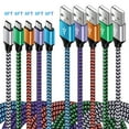 thumbnail image 1 of Micro USB Cable 6ft 5pack,USB A to Micro USB Cable Nylon Phone Micro USB Charging Cable USB Charger Cable Android Charging Cable Cords USB to USB Micro Cable 6ft,White+Blue+Purple+Orange+Green, 1 of 7