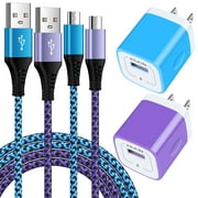 Micro USB Cable 6ft,Ailkin 2PACK USB Wall Charger Adapter Plug with 2PCS Micro Cables,High Speed Fast Charging Android Charger Charging Cable 2 Pack Usb Micro Cable with Fast Charger Block