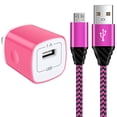 thumbnail image 1 of Micro USB Cable with Android Charger, Hootek 6FT USB A to micro cable High Speed Fast Charging Cable, usb cable micro with USB Wall Charger Fast Charger Adapter Plug, android charger block, Pink, 1 of 9