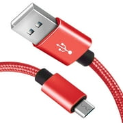 Micro USB Cable, Borz 10FT Nylon Braided High-Speed Micro USB Charging and Sync Cables Android Charger Cord Compatible with Samsung Galaxy S7 Edge/S6/S5/S4, Note 5/4/3, LG, Tablet and More (Red)