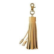 Micro USB Cable Keychain - Android Charging Cord with PU Leather Tassel and Keyring - Gold - by Gee Gadgets