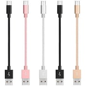 Micro USB Cable Nylon Braided High-Speed USB to Micro USB Charging Cables 5-Pack Bundle Mix, Short 9 Inch
