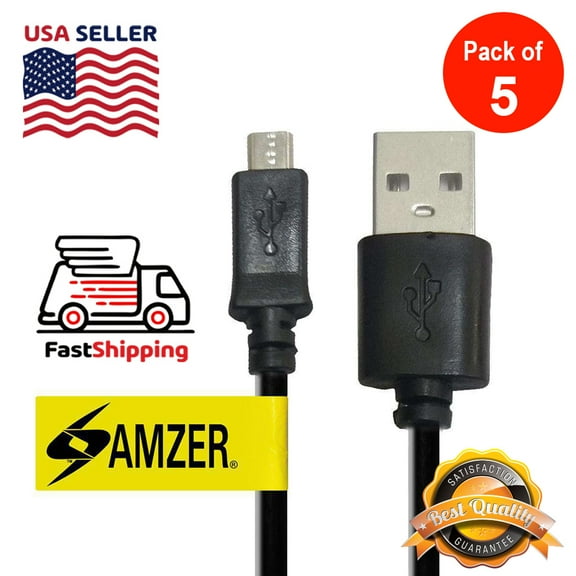 Micro USB Cable, Premium Universal USB to Micro USB Cables High Speed USB2.0 Sync and Charging Cable (pack of 5) 1 Feet, Black