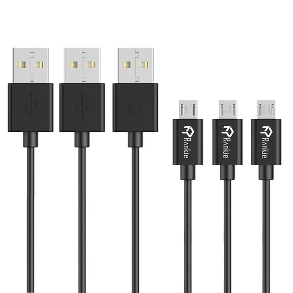 Micro USB Cable, Rankie 3-Pack 3ft Premium Micro USB Cable High Speed USB 2.0 A Male to Micro B Sync and Charging Cables for Samsung, HTC, Motorola, Nokia, Android, and More