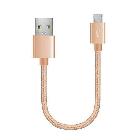 Micro USB Cable, Short Nylon Braided Cords Compatible with TV Stick, Power Bank, Android Phone, 0.7FT/8 inch, Gold