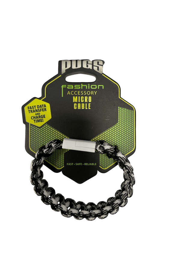 Micro USB Cable, Stylish Designs for Charging, Data Transfer, Durable Keychain, Bracelet Styles, Fast Sync, Portable, Fashionable Tech Accessories for On the Go Connection, Black, White