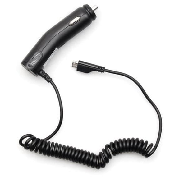 Micro-USB Car Charger for LG K8X, Tribute Monarch, Phoenix 5, Fortune 3, Aristo 5 - Coiled Cable Power Adapter DC Socket Plug-in Compact W5G