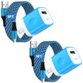thumbnail image 1 of Micro USB Charger Block, 2 Pack Wall Charger with 6FT USB A to Micro Cable, USB Charger Brick Cube Android Phone Charger with High Speed Micro Charging Cable Compatible for Samsung Android, Blue, 1 of 8