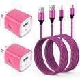 thumbnail image 1 of Micro USB Charger Block Fast Charging, 2 Pack Wall Charger with USB A to Micro Charging Cable 6FT, USB Charger Plug Android Phone Charger High Speed Micro Cable Compatible for Samsung, Android, Pink, 1 of 7