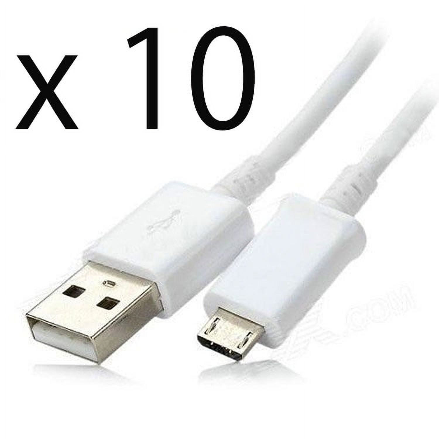 Micro USB Charging Cable - 3 FT, 10 Pack , White