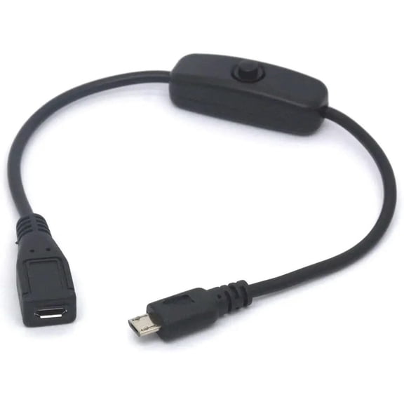 Micro USB On Off Cable Micro-USB Male to Female Switch Charging Cord Pi Smartphone, Powerbank