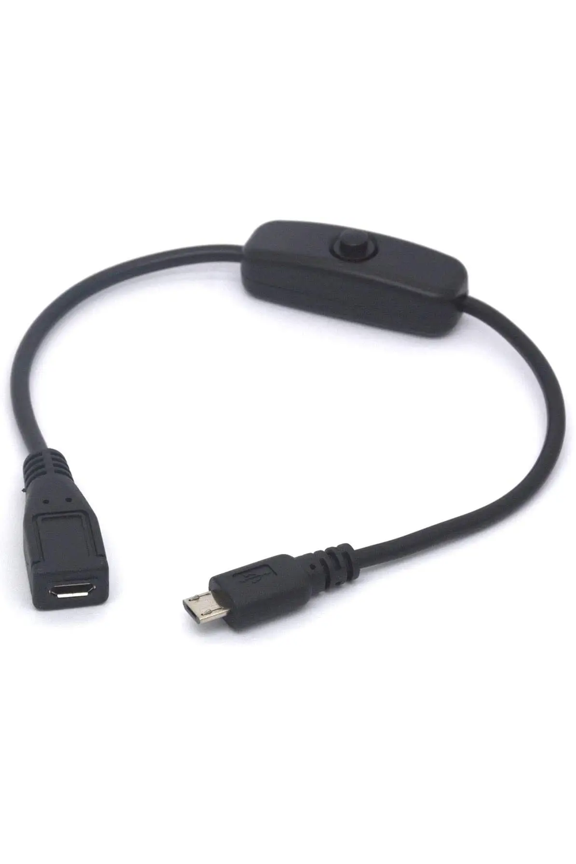 Micro USB On Off Cable Micro-USB Male to Female Switch Charging Cord for Raspberry Pi, Arduino, Smartphone, Powerbank