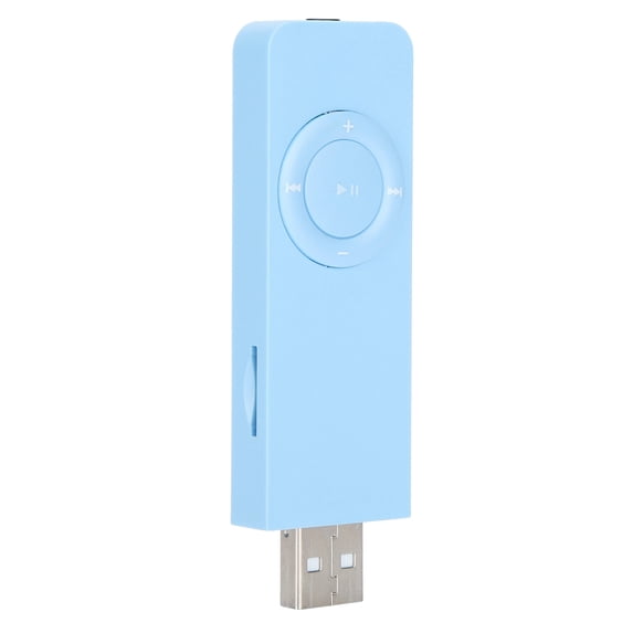 Micro USB Rechargeable MP3 Media Player with Earphones & Hanging Lanyard, Pocket Music Companion with 3.5mm Connector (1.4 in / 3.5 mm) for Outdoor - Blue