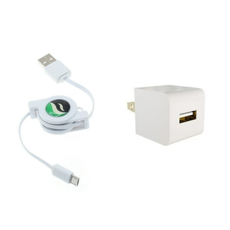 Micro USB Retractable Home Charger Cable Power Adapter R1J for LG Stylo 3 Plus 2 Plus, Prime 2, Aristo 4 Plus - Motorola Moto e6 E5 Plus E4 PLUS G6 Play, Droid Turbo 2 - Samsung Galaxy Sky, S7