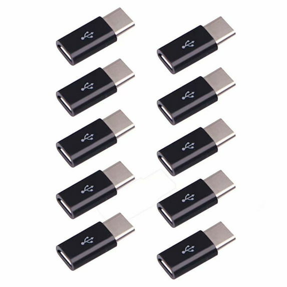 Micro USB to USB C Adapter 10 Pack Converter Micro USB to Type C USB Adapter Data Syncing and Charging Converter for Samsung,MacBook,ChromeBook Pixel,Nexus - Black (10 PACK)