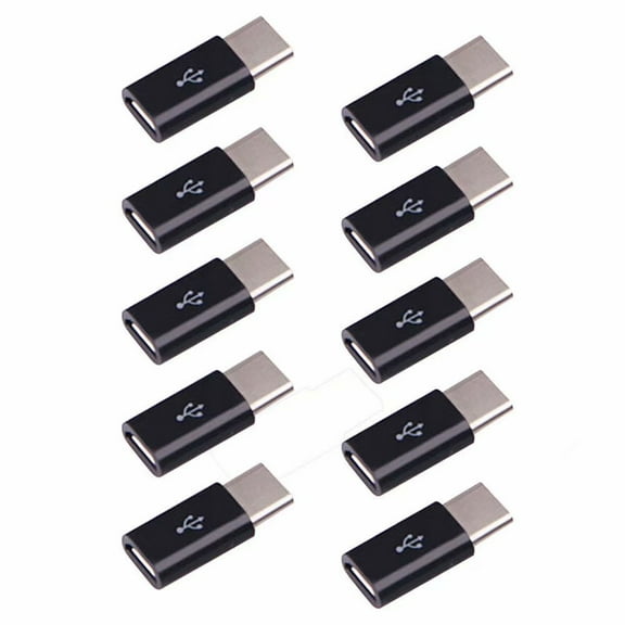Micro USB to USB C Adapter 10 Pack Converter Micro USB to Type C USB Adapter Data Syncing and Charging Converter for Samsung,MacBook,ChromeBook Pixel,Nexus - Black (10 PACK)