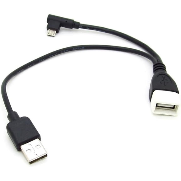 Micro USB Y Splitter OTG Cable with Power Charging Cord | 13cm OTG Line & 25cm Power Cord, White, Simultaneously Charge Phone Tablet & Connect USB Flash Drives, HDD, External USB Hub
