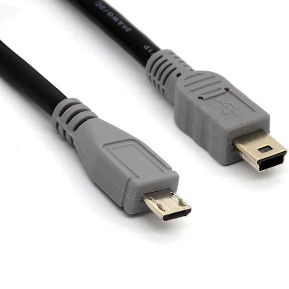 Micro USB to Mini 5-pin USB Extension Cable Code OTG Mobile Device Adapter Data Sygn Charger Male to Male Converter (20 cm)