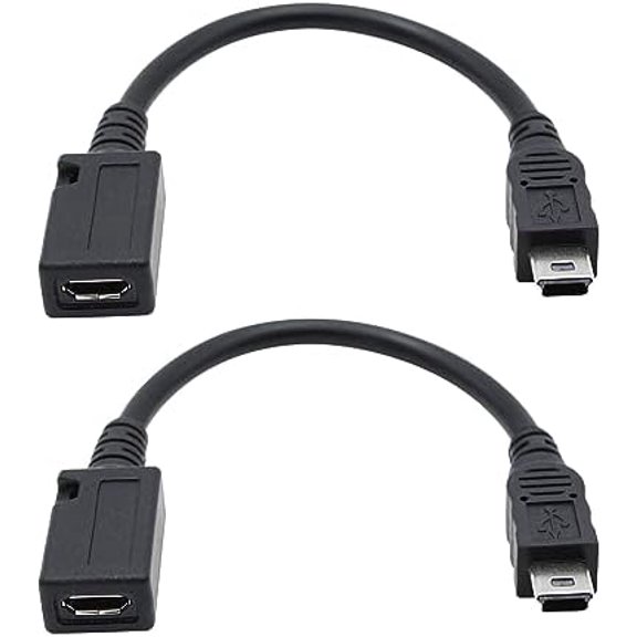Micro USB to Mini USB Adapter Cable 5.5in Mini USB 5P Male to Micro USB 5P Female Charging and Data Sync Cord(2Pack)