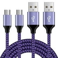 thumbnail image 1 of Micro Usb Cable 6ft 2 Pack,AIKIN Android Cable Nylon Braided Micro USB Fast Charging Cables Cords,Purple, 1 of 6