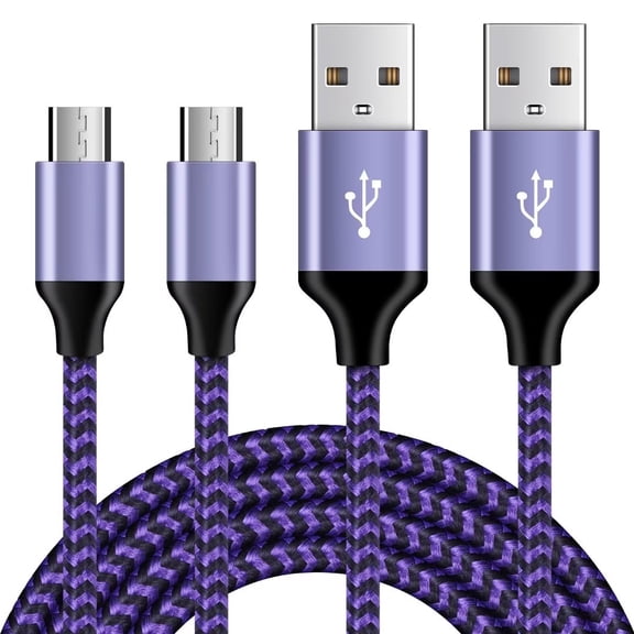 Micro Usb Cable 6ft 2 Pack,AIKIN Android Cable Nylon Braided Micro USB Fast Charging Cables Cords,Purple