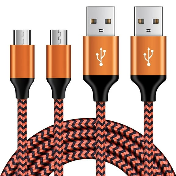 Micro Usb Cable 6ft 2 Pack,AILKIN Android Cable Nylon Braided Micro USB Fast Charging Cables Cords,Orange