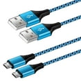 thumbnail image 1 of Micro Usb Cable 6ft 2 Pack,ABCPOW Android Cable Nylon Braided Micro USB Fast Charging Micro Cables Cords,Blue, 1 of 6